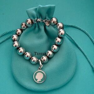 Tiffany & Co. Sterling Silver Bead Bracelet with Blue Enamel boy Charm